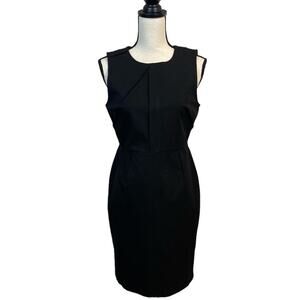 Banana Republic Factory Black Sheath Dress Size 8P Classic Corpcore Girl Boss